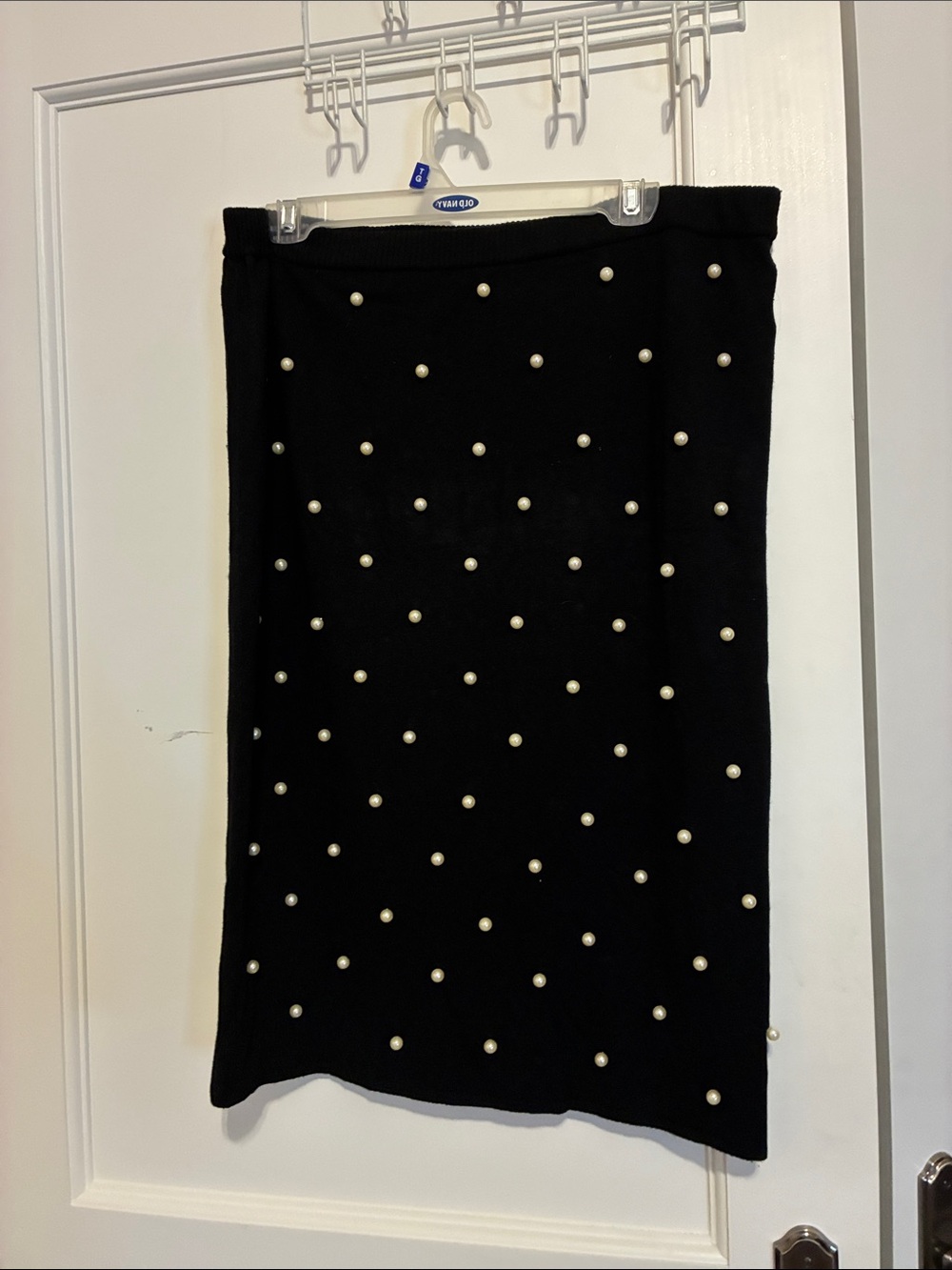 Eloquii Black Pearl-Embellished Knit Skirt 👵MT